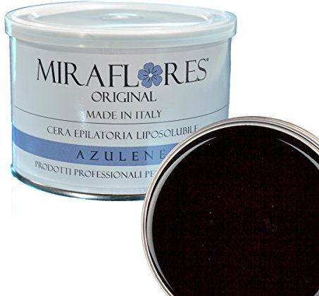 Cera Depilatoria Professionale - Ceretta Liposolubile in Barattolo da 400 ml - Miraflores Original - Adatta a Pelli Delicate, Secche, Abbronzate - Anallergica e Non Irrita la Pelle (Azulene)
