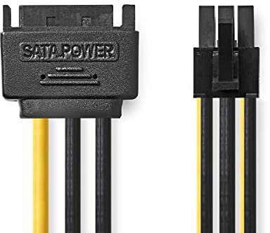nedis CCGP74200VA015 Cable de Alimentación Interno SATA de 15 Pines Macho PCI Express Hembra, 0.15 M