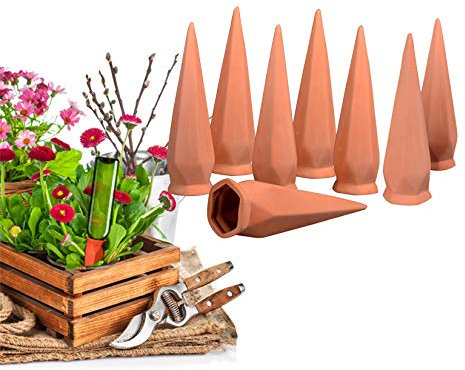 RoseFlower 8 Pcs oya a planter terre cuite, Ollas Irrigation Goutte à Goutte Plante, Arrosage plante vacances pour plantes Distributeur Arrosager pour Jardin Intérieur Extérieur
