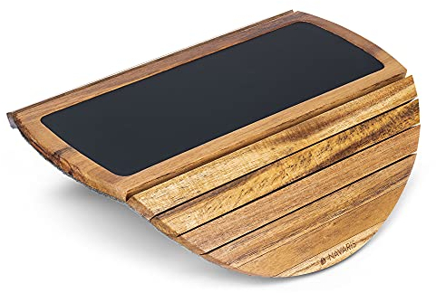 Navaris Sofaablage aus Akazienholz - Holz Ablage für Couch Armlehne mit Filz Tablett - Sofa Getränkehalter Sofatablett Sesselauflage - Anti-Slip