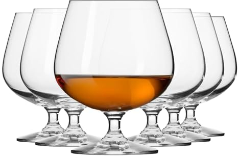 Krosno Brandy Cognac Snifter Glasses, Set of 6, 16.2 oz, Balance Collection, Ideal for Spirit Sipping, Lead-Free Glass, Dishwasher Safe, Made in Europe