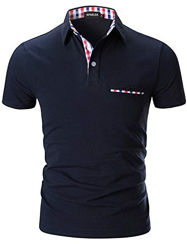 APAELEA Herren Poloshirt Kurzarm Sommer Freizeit Plaid Spleißen Polo Kragen Tops Golf T-Shirt