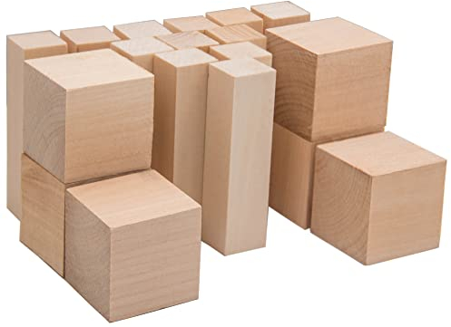 BeaverCraft Basswood Carving Blocks BW18 pcs Whittling Wood for Crafts - Soft Carving Wood - Basswood Kit 2 Different Sizes - Unfinished Wooden Blocks for Carvers