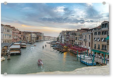 artboxONE Acrylglasbild 30x20 cm Reise Mit Blick von Rialto Bild hinter Acrylglas - Bild venedig Architektur ausblick