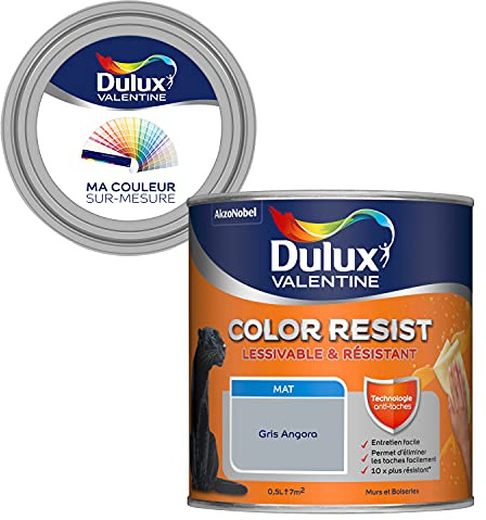 Ma Couleur Sur-Mesure par Dulux Valentine Pintura interior de pared, techos, madera, paleta natural, pieza para Vivre Mate, Gris Angora, 0,5 L