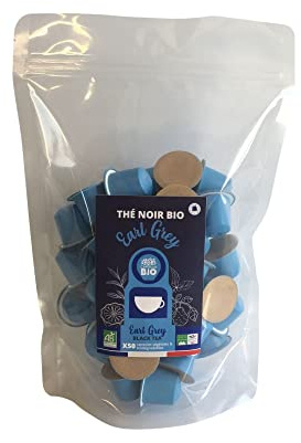 CAPSUL&BIO Thé Noir Earl Grey - Compatible avec les machines à Capsules Nespresso - Pochette de 70 Capsules Biodégradables, 100% Végétales - Rapide et Sain - Fabriqué en France.