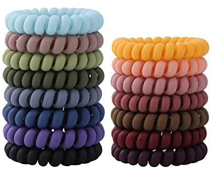 15 Pcs Spiral Hair Ties, No Crease Coil Hair Ties for Women - Large Size Matte Color Phone Cord Hair Accessories for Curly Hair, Thick Hair (2.2 inches)