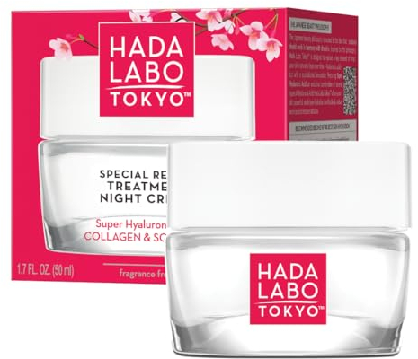Hada Labo Tokyo - Anti-Ageing Special Repair Treatment Night Cream with Super Hyaluronic Acid, Collagen & Squalane, for Age 40+, 50 ml Jar (Pack of 1)