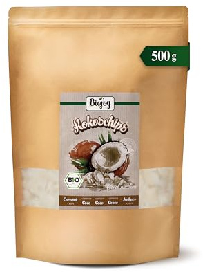 Biojoy BIO Chips de coco deshidratados, sin tostar, 500 g | Sin sulfitos, sin azúcares añadidos