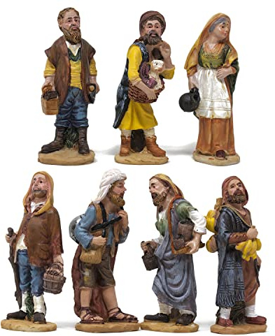 Pastori per Presepe Statuine Semplici in resina da 10 cm 7 Personaggi