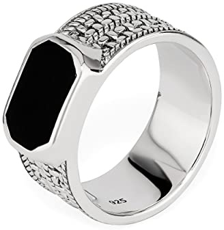NKlaus 66mm Herrenring echt Onyx schwarz Solitär 925 Silber massiv Vintage Fingerring 14215