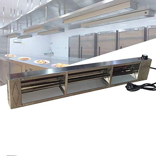 Chauffe-aliments à lampe chauffante commerciale, chauffe-plat suspendu carré pour la restauration et le restaurant, décoration en acier inoxydable (120 cm)