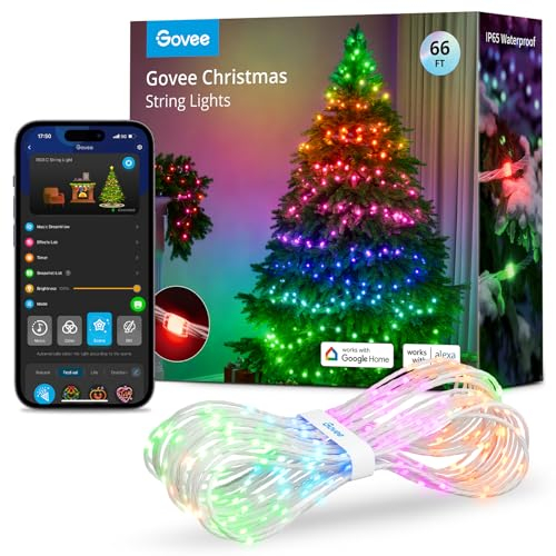 Govee Christmas lights, RGBIC Weihnachtsbeleuchtung Außen 20M, Lichterkette Innen Weihnachten Deko, LED Lichterkette Außen 200 LED-Lichtern, 125+ Szenen, IP65 Wasserdicht, Alexa-Kompatibilität