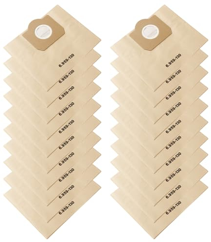 Nuangoo Sacchetti per aspirapolvere, confezione da 20 sacchetti diritti per aspirapolvere, sacchetti filtranti in carta per Karcher 6.959-130.0