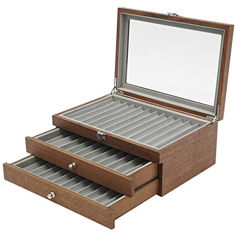 wanwanper Fountain Pen Display Case, Pen Holder Box, Pen Collector Organiser Box, Lockable Fountain Pen Holder, Storage Box, for Fountain Pens Pens Ballpoint Display Box, 34 Slots