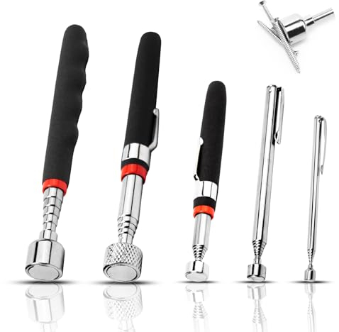 5 PCS Magnetic Telescopic Pick-up Tool Extendable Magnetic Handheld Tool Grabber Grabber Stick Pen Collector with Pocket Clip for Retrieving Metal Objects from Hard to Reach Places Gifts for Men