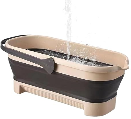 Cubo plegable de gran capacidad, cubo rectangular plegable práctico, cubo rectangular portátil con mango resistente, cubo plegable para lavado de coche, trapeador, casa, pesca Cleanig