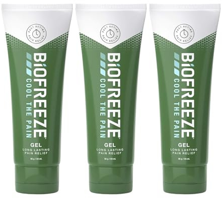 Biofreeze Cooling Gel 59 ml (3 Pack, 177ml) - Muscle & Joint Pain Relief, Eases Discomfort, Targets Small & Large Areas, Effective for Muscles, Bones, Joints, and Fever Alleviation