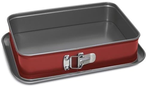 Guardini Rossana 2.0 - Molde abatible rectangular con antigoteo, con revestimiento antiadherente de doble capa, de acero Hi-Top, 19 x 28 x 7 cm, rojo y gris