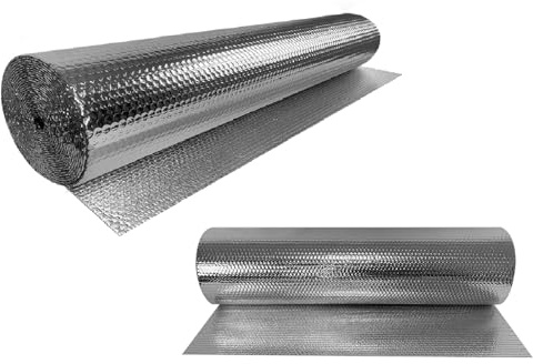 FIVMEN Isolierfolie Dämmfolie 1x15m Thermofolie Reflexionsfolie Heizung Isolierung 3-4mm Doppelte Aluminium Isolierungsfolie Reflektierende Folie für Heizkörper Boden Wand Dach Fenster