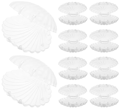ABOOFAN 10 Stück Muschel-Schmuckkästchen Aus Durchsichtigem Kunststoff In Muschelform Pralinenschachtel Muschelfigur Für Hochzeit Geburtstag Partygeschenke