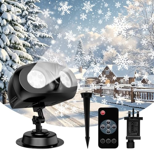 Christmas Projector Lights Outdoor, 2025 2-in-1 Binocular LED Snowflake Projector Lights with Remote Control, Waterproof HD Projector Lights, Indoor Outdoor Decoration for Christmas Party Wedding