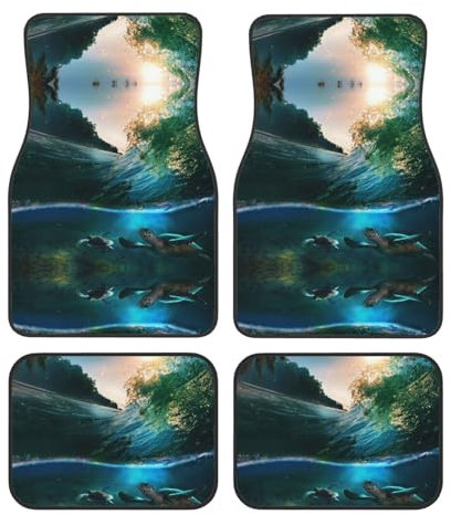 Palmen und Meeresschildkröten Tauchen Unterwasser Druck Auto Fußmatte Universal rutschfest Jet Waschbar Automatte