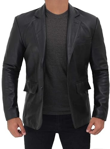 CHAYELL Blazer de piel auténtica para hombre, abrigos de piel de cordero para hombre