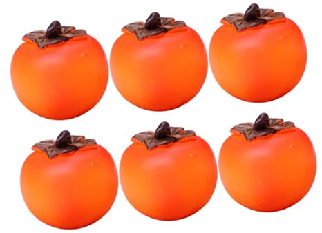 PHENOFICE 6pcs Lifelike Simulated Persimmon Fruit Toy Fake Fruit Adornment Decorative Artificial for Home