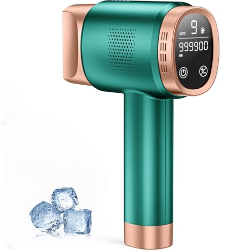 Épilateur Lumière Pulséee avec Refroidissement, Épilation à lumière pulsée avec Grand Écran LCD, 9 Niveaux D'énergie, 2 Modes, 999,900 Flashes, Épilateur pour Visage, Aisselles et Bikini, Vert