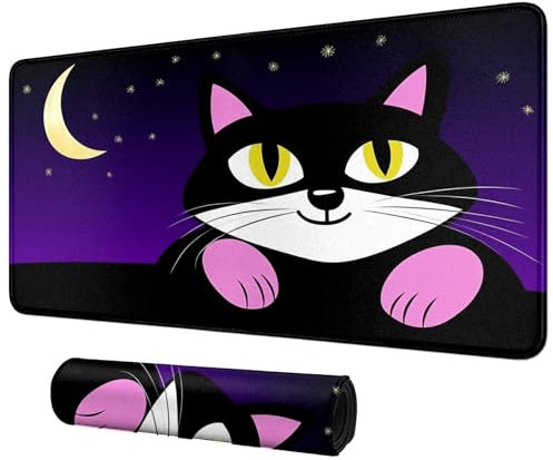 DIGTIALL Black and White Cat Theme Card Playmat Mat 23.6 x 13.8 for MTG & TCG Playmat Mouse Pad Game Mat Trading Card Game Table Mat Perfect for Card Games Video Games Computer Office