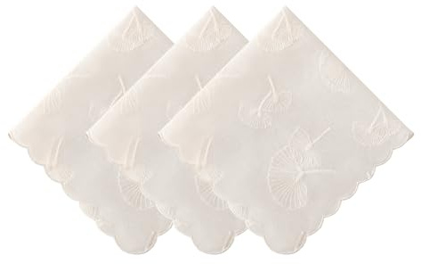 HOULIFE Damen Taschentücher 100% Baumwolle, Weiche Stofftaschentücher Damen mit besticktem Löwenzahn, Schmetterling und Blume für Alltag & Hochzeit
