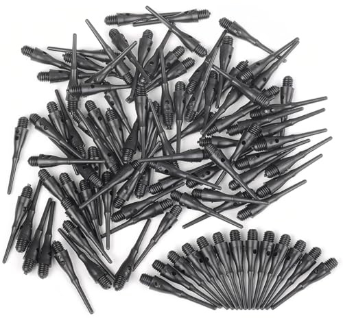 CATOR 100 Pièces Flechette Pointe Plastique, Embout Flechette Plastique,Flechettes pour Cible Electronique,Pointe De Fléchettes en Plastique, pour Cible Electronique (Noir)