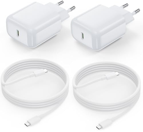 Cargador Carga Rapida 25W Cargador USB C Carga Rapida, Tipo C Cargadores con 2M Cable USB C, Charger Type C Compatible con iPhone 15/16 Pro MAX, Samsung Galaxy S24/S23/S22 (2)