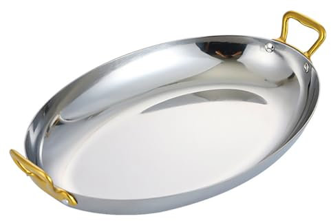 Sartén Ovalada De Paella Española Con Manijas Duales, Oro Rosa 25.5/30.2/35/40 Cm 304 Harella De Mariscos De Acero Inoxidable Handea De Cocina De Paella De Mariscos, Restaurante O Sar(Size:XL,Color:a)