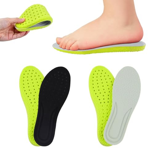 Nevoluxer 2 Pares Plantillas Niños Transpirables de Espuma Plantillas Zapatillas Deportivas Recortables, Suaves y Ligeras Ideal para Zapatillas Escolares Edad 8-10 Años