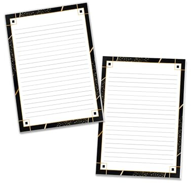 2x Briefpapier A4 mit Motiv Schwarz-Gold – Edles Briefpapier-Set für Erwachsene – 2 Briefblöcke à 25 Blatt – Elegant, Stilvoll, Geschenkidee für Briefe & Notizen