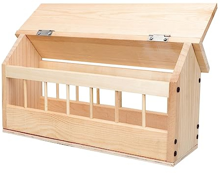 Milisten Automatischer Taubentrog Aus Holz 40cm Mit Multi Slots Spritzwassergeschützt Futterspender Für Außengebrauch Vogelhäuschen Für Wellensittiche Kanarienvögel Und Nymphensittiche