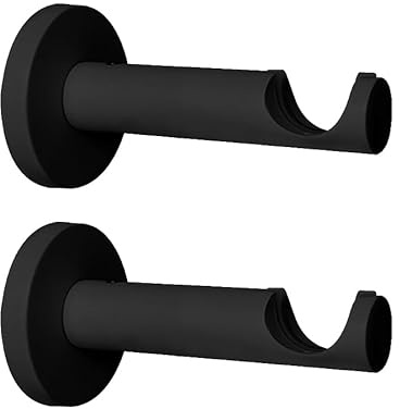 Empyr 2 Supports De Tringle À Rideaux – Fixation Mural – Design Moderne – Métal Robuste – Diamètre 20 mm – Noir - Saillie 76 mm - Support pour Rideaux Occultants Voilages