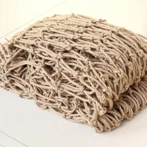 Rete in corda di canapa di iuta per sicurezza e decorazione, trama multifilo, resistente alla rottura, perfetta per esterni, case sugli alberi, arrampicate, balconi e recinzioni personalizzabili (2 x