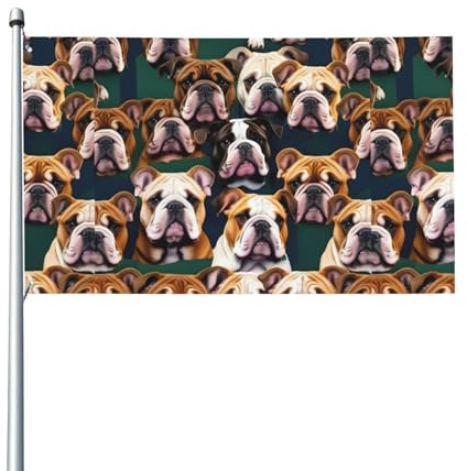 Bonita bandera con estampado de bulldog inglés, para patio, césped, decoración de fiesta, muestra con orgullo tu estilo