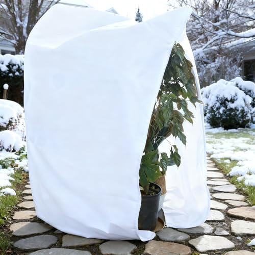 LGVOA Große Winterschutz Kübelpflanzensack, 360 x 250 cm Winterschutz Pflanzen mit Kordelzug und Reißverschluss, Wiederverwendbar Frostschutz Pflanzen, überwinterungszelt für Kübelpflanzen