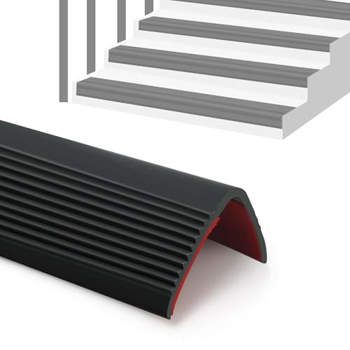Stair Anti-Slip Nosing, 5M, 48mm Width | Self-Adhesive, PVC Rubber, Edge Trim, Flexible and Durable Protection