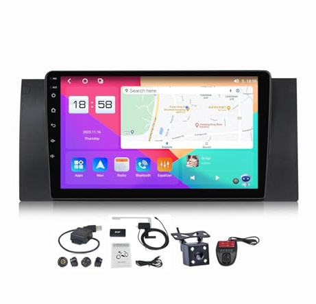 Autoradio 2 Din con schermo da 9'' Android 15 Car Radio Schermo per BMW X5 E39 E53 1999-2006 navigatore satellitare ricevitore audio per auto CarPlay BT(M200S)