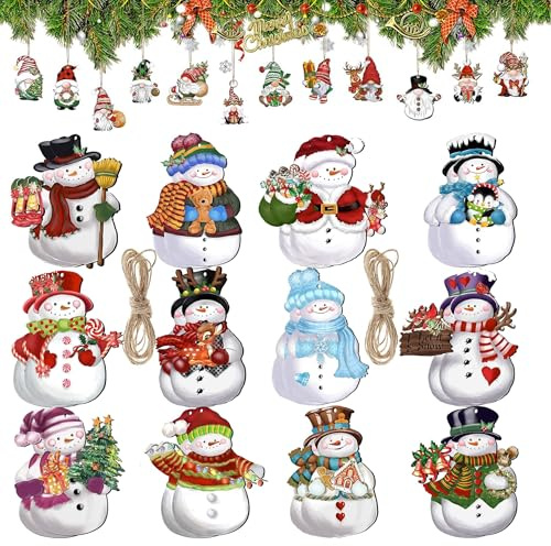 24 Stück Holz Weihnachten Anhänger,Weihnachtsdeko Anhänger,Weihnachten Deko,Weihnachtsbaumschmuck für Partydekoration Geschenke,Weihnachtsanhänger