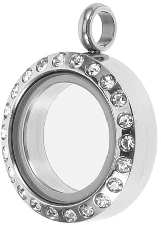 WRITWAA Rundes Edelstahl Medaillon als Halsanhänger für Frauen, Silber | Selbstgemacht Schmuck, Fotoaufbewahrung, Dekoratives Design, Geeignet für Harzprojekte, Kreative Geschenkidee