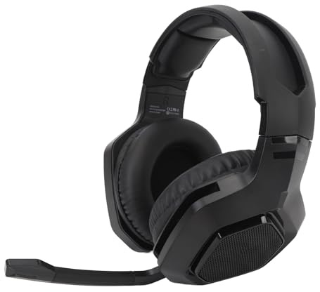 Alomejor Kabelloses Gaming-Headset, Aktive Geräuschunterdrückung, Echtzeit-Gaming-Sound, 2,4 G, 3,5 Mm Kabelverbindung, Gamer-Headset für PC-Kopfhörer (Black)