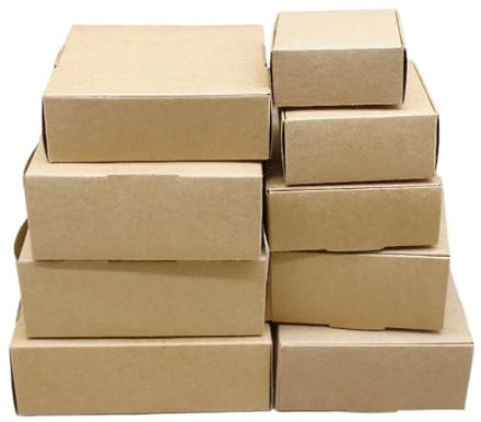 10 Stück weiße/Kraftpapier-/weißmarmorierte quadratische Verpackungskartons in verschiedenen Größen, geeignet for Geschenke und Pralinen(Kraft box,13x12x4cm)