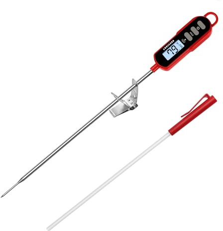 Lonicera Thermomètre numérique à bonbons avec clip de casserole, sonde de 28 cm de long, lecture instantanée 2-3 s, thermomètre alimentaire étanche IPX6 avec rétroéclairage pour friture, huile et