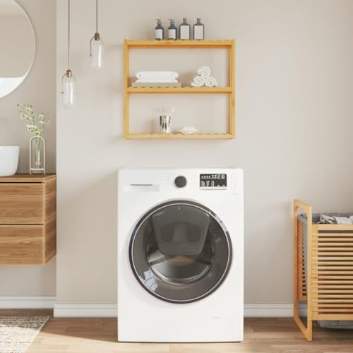 Solivagant Étagère de Salle de Bain à 3 Niveaux Murale 60x15x54 cm Bambou,(2.75 KG)